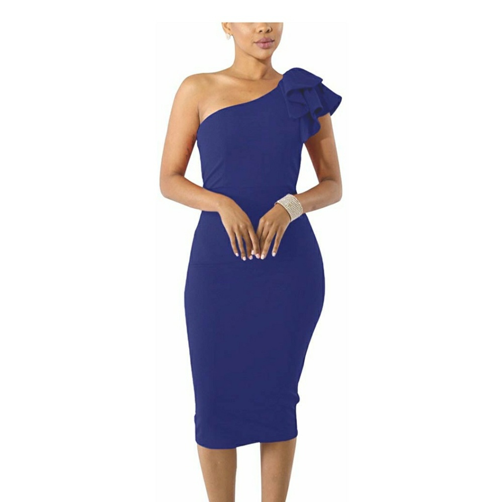 Ruffle one shoulder dress